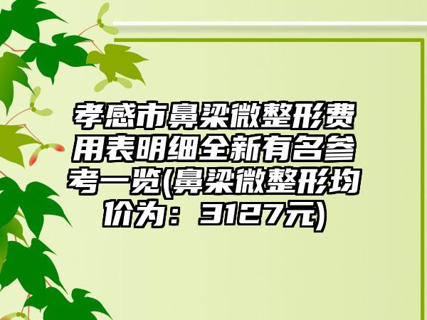 孝感市鼻梁微整形费用表明细全新有名参考一览(鼻梁微整形均价为：3127元)