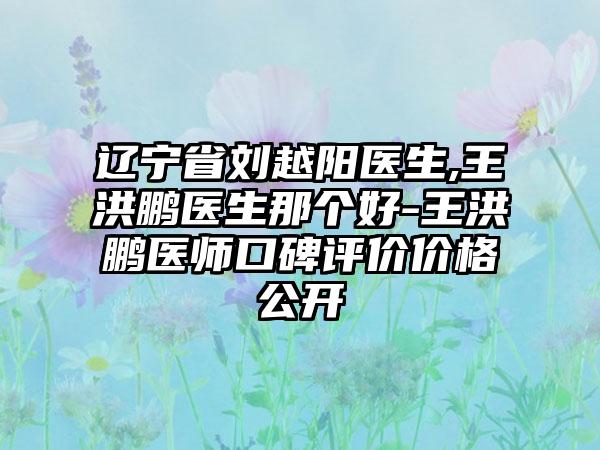 辽宁省刘越阳医生,王洪鹏医生那个好-王洪鹏医师口碑评价价格公开