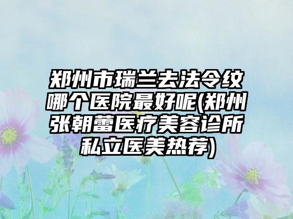 郑州市瑞兰去法令纹哪个医院最好呢(郑州张朝蕾医疗美容诊所私立医美热荐)