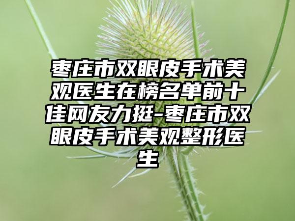 枣庄市双眼皮手术美观医生在榜名单前十佳网友力挺-枣庄市双眼皮手术美观整形医生