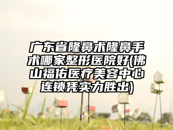 广东省隆鼻术隆鼻手术哪家整形医院好(佛山福佑医疗美容中心连锁凭实力胜出)