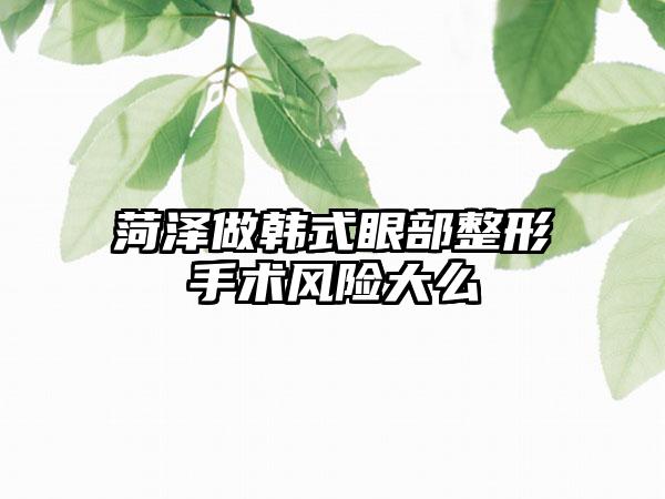 菏泽做韩式眼部整形手术风险大么