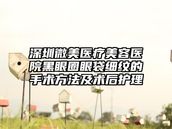 深圳微美医疗美容医院黑眼圈眼袋细纹的手术方法及术后护理