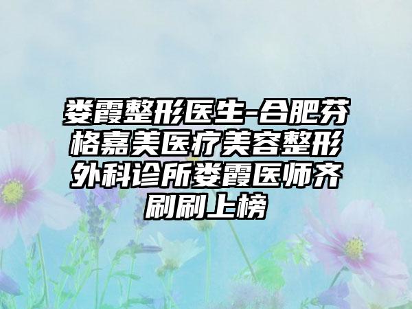 娄霞整形医生-合肥芬格嘉美医疗美容整形外科诊所娄霞医师齐刷刷上榜