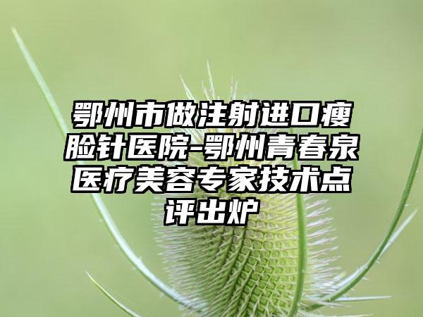 鄂州市做注射进口瘦脸针医院-鄂州青春泉医疗美容专家技术点评出炉