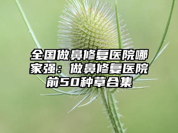 全国做鼻修复医院哪家强：做鼻修复医院前50种草合集