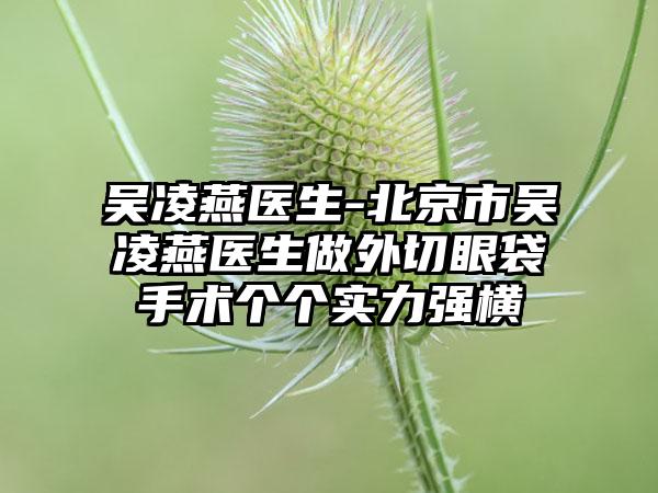 吴凌燕医生-北京市吴凌燕医生做外切眼袋手术个个实力强横