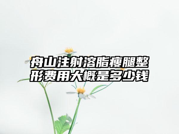 舟山注射溶脂瘦腿整形费用大概是多少钱