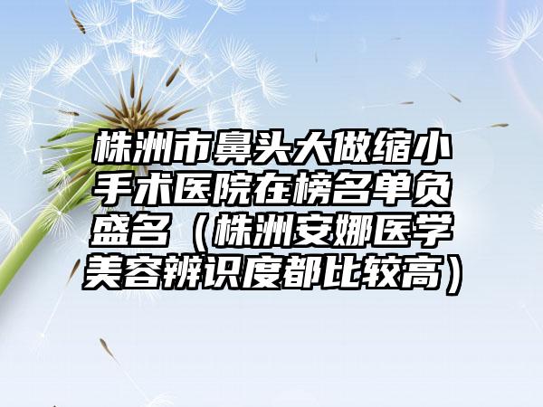 株洲市鼻头大做缩小手术医院在榜名单负盛名（株洲安娜医学美容辨识度都比较高）