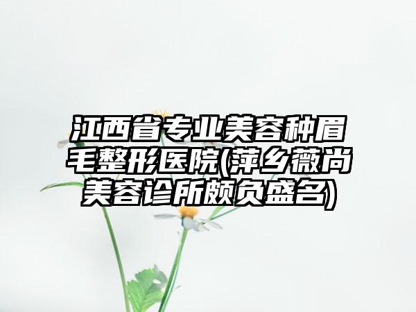 江西省专业美容种眉毛整形医院(萍乡薇尚美容诊所颇负盛名)