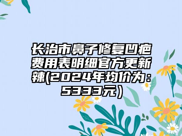 长治市鼻子修复凹疤费用表明细官方更新辣(2024年均价为：5333元）