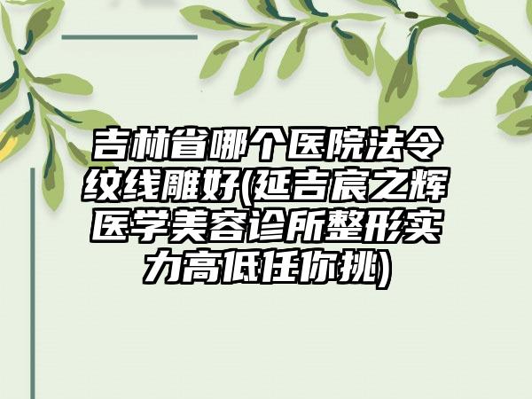 吉林省哪个医院法令纹线雕好(延吉宸之辉医学美容诊所整形实力高低任你挑)