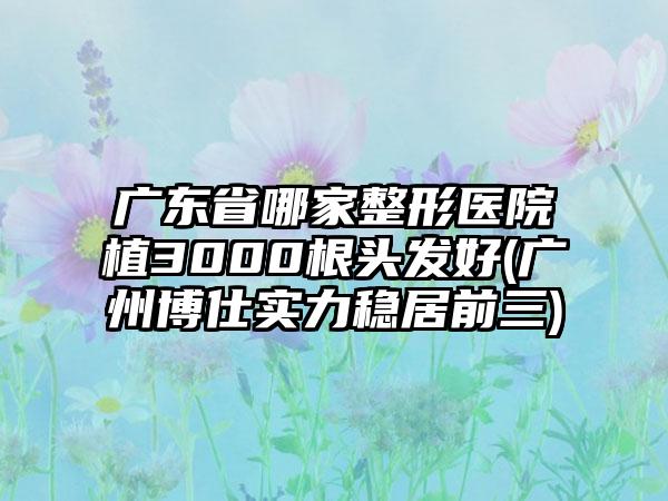 广东省哪家整形医院植3000根头发好(广州博仕实力稳居前三)