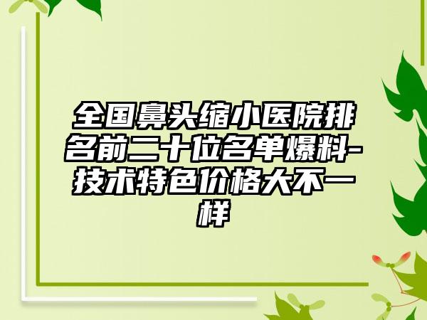 全国鼻头缩小医院排名前二十位名单爆料-技术特色价格大不一样