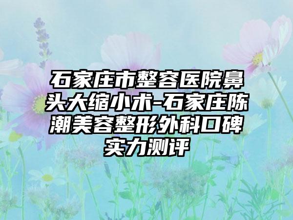 石家庄市整容医院鼻头大缩小术-石家庄陈潮美容整形外科口碑实力测评