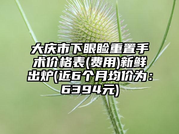 大庆市下眼睑重置手术价格表(费用)新鲜出炉(近6个月均价为：6394元)