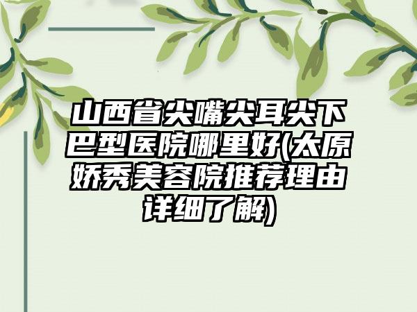 山西省尖嘴尖耳尖下巴型医院哪里好(太原娇秀美容院推荐理由详细了解)