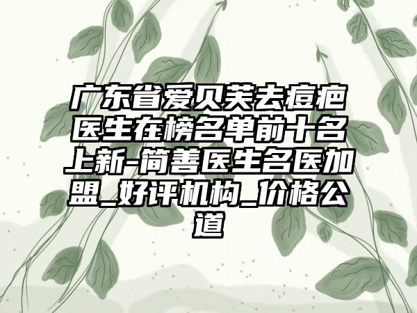 广东省爱贝芙去痘疤医生在榜名单前十名上新-简善医生名医加盟_好评机构_价格公道