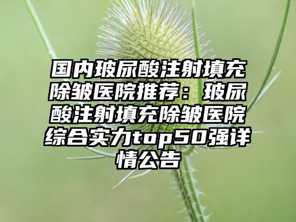 国内玻尿酸注射填充除皱医院推荐：玻尿酸注射填充除皱医院综合实力top50强详情公告