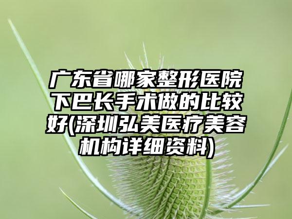 广东省哪家整形医院下巴长手术做的比较好(深圳弘美医疗美容机构详细资料)