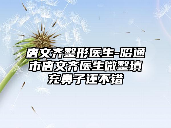 唐文齐整形医生-昭通市唐文齐医生微整填充鼻子还不错