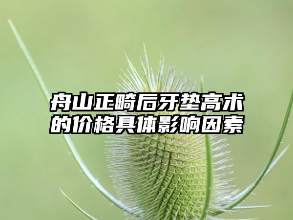 舟山正畸后牙垫高术的价格具体影响因素