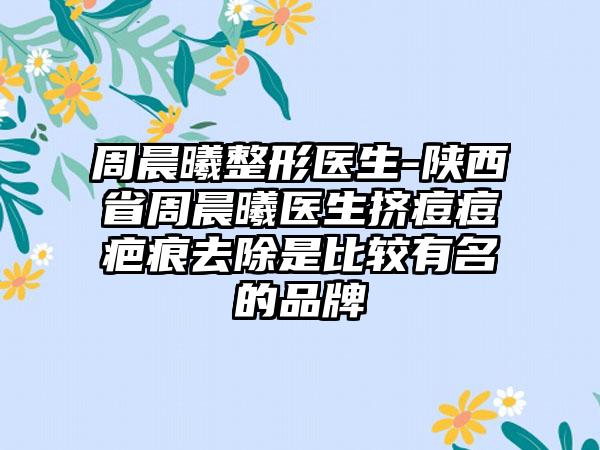 周晨曦整形医生-陕西省周晨曦医生挤痘痘疤痕去除是比较有名的品牌