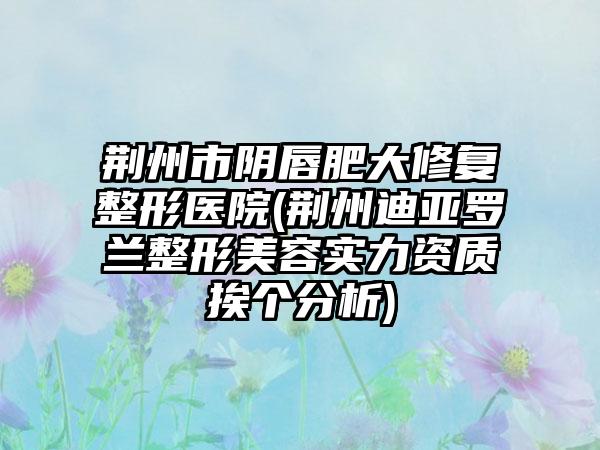 荆州市阴唇肥大修复整形医院(荆州迪亚罗兰整形美容实力资质挨个分析)