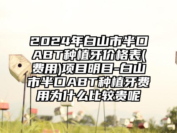 2024年白山市半口ABT种植牙价格表(费用)项目明目-白山市半口ABT种植牙费用为什么比较贵呢