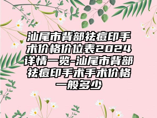 汕尾市背部祛痘印手术价格价位表2024详情一览-汕尾市背部祛痘印手术手术价格一般多少