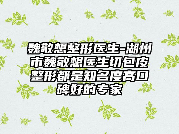 魏敬想整形医生-湖州市魏敬想医生切包皮整形都是知名度高口碑好的专家