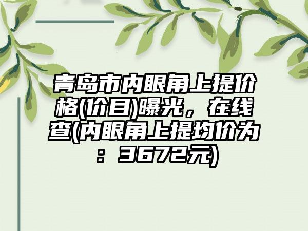 青岛市内眼角上提价格(价目)曝光，在线查(内眼角上提均价为：3672元)