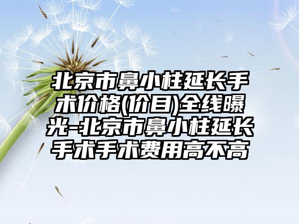 北京市鼻小柱延长手术价格(价目)全线曝光-北京市鼻小柱延长手术手术费用高不高