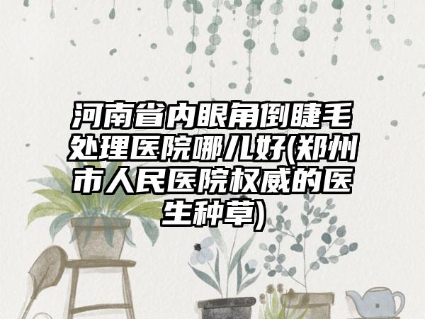 河南省内眼角倒睫毛处理医院哪儿好(郑州市人民医院权威的医生种草)