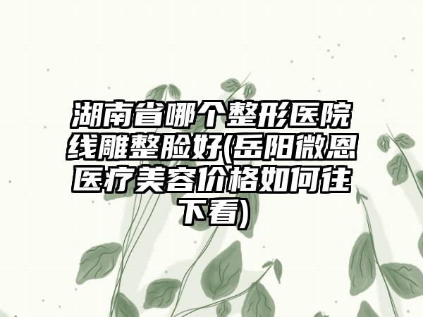 湖南省哪个整形医院线雕整脸好(岳阳微恩医疗美容价格如何往下看)