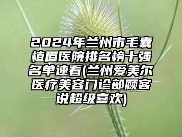 2024年兰州市毛囊植眉医院排名榜十强名单速看(兰州爱美尔医疗美容门诊部顾客说超级喜欢)