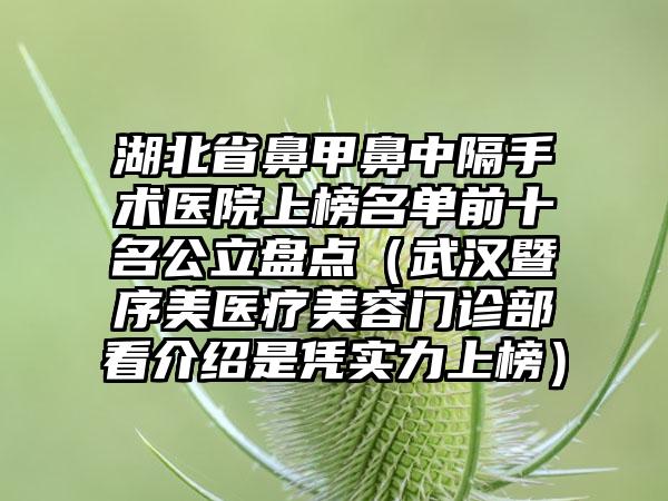 湖北省鼻甲鼻中隔手术医院上榜名单前十名公立盘点（武汉暨序美医疗美容门诊部看介绍是凭实力上榜）