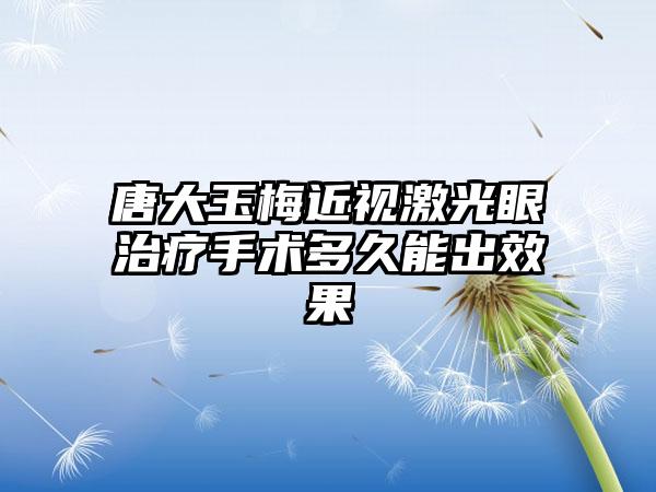 唐大玉梅近视激光眼治疗手术多久能出效果