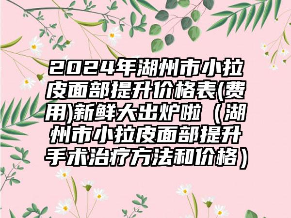 2024年湖州市小拉皮面部提升价格表(费用)新鲜大出炉啦（湖州市小拉皮面部提升手术治疗方法和价格）