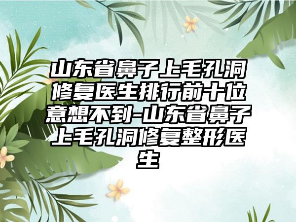 山东省鼻子上毛孔洞修复医生排行前十位意想不到-山东省鼻子上毛孔洞修复整形医生