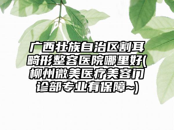 广西壮族自治区割耳畸形整容医院哪里好(柳州微美医疗美容门诊部专业有保障~)