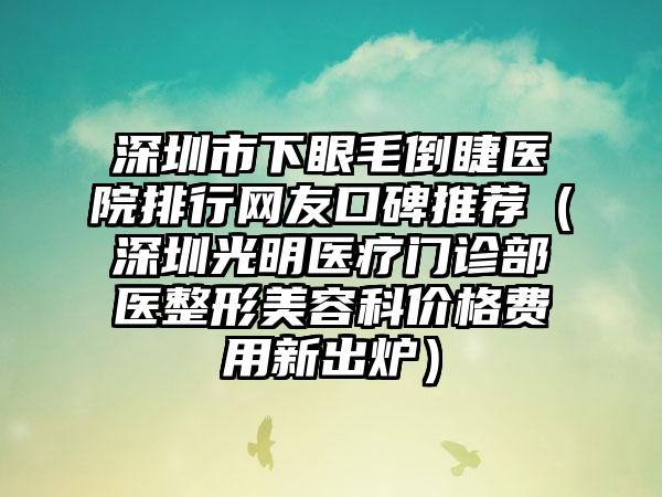 深圳市下眼毛倒睫医院排行网友口碑推荐（深圳光明医疗门诊部医整形美容科价格费用新出炉）