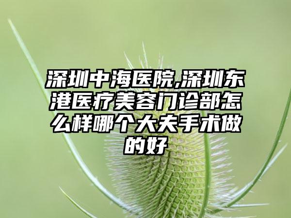 深圳中海医院,深圳东港医疗美容门诊部怎么样哪个大夫手术做的好