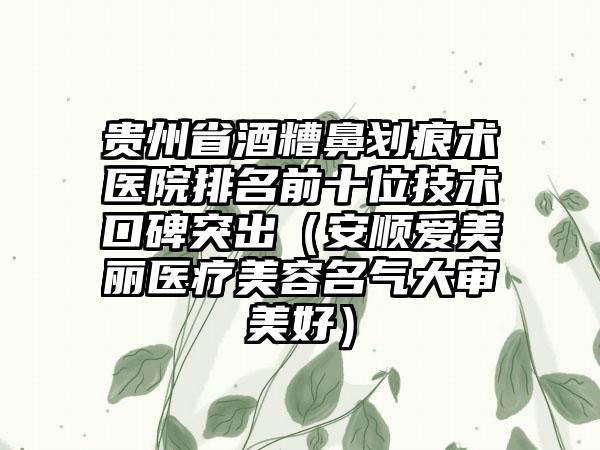 贵州省酒糟鼻划痕术医院排名前十位技术口碑突出（安顺爱美丽医疗美容名气大审美好）