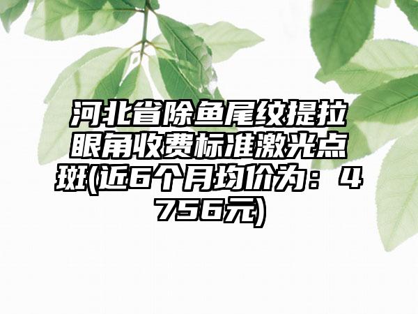 河北省除鱼尾纹提拉眼角收费标准激光点斑(近6个月均价为：4756元)