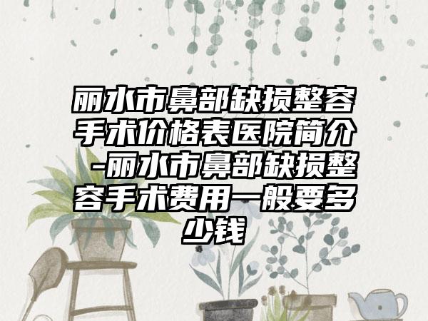 丽水市鼻部缺损整容手术价格表医院简介 -丽水市鼻部缺损整容手术费用一般要多少钱