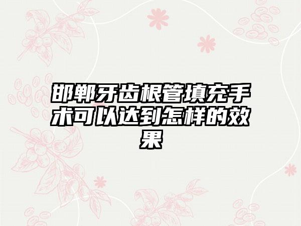 邯郸牙齿根管填充手术可以达到怎样的效果