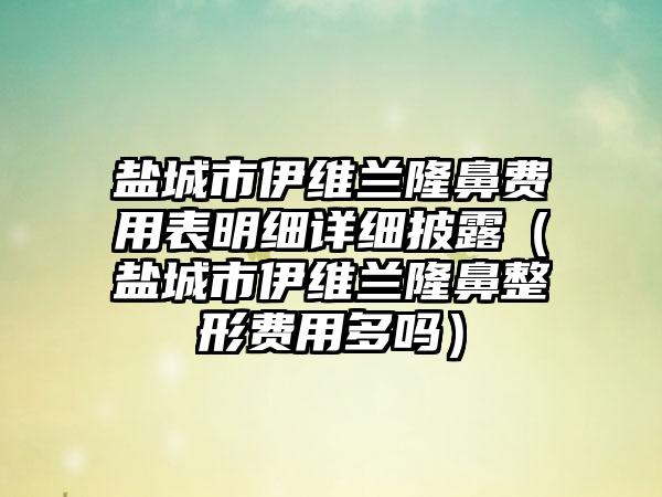 盐城市伊维兰隆鼻费用表明细详细披露（盐城市伊维兰隆鼻整形费用多吗）