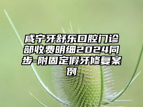 咸宁牙舒乐口腔门诊部收费明细2024同步-附固定假牙修复案例