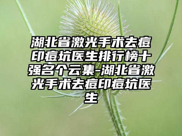 湖北省激光手术去痘印痘坑医生排行榜十强名个云集-湖北省激光手术去痘印痘坑医生